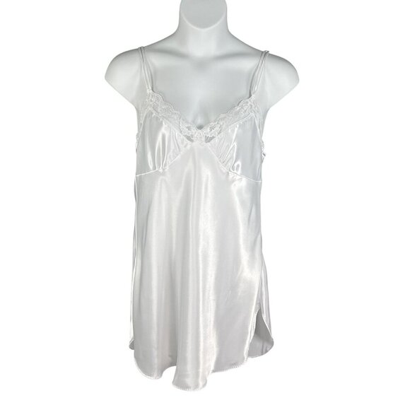 NWT Cinema Etoile Women L White Chiffon Robe Satin Babydoll Chemise Peignoir Set - Picture 7 of 16